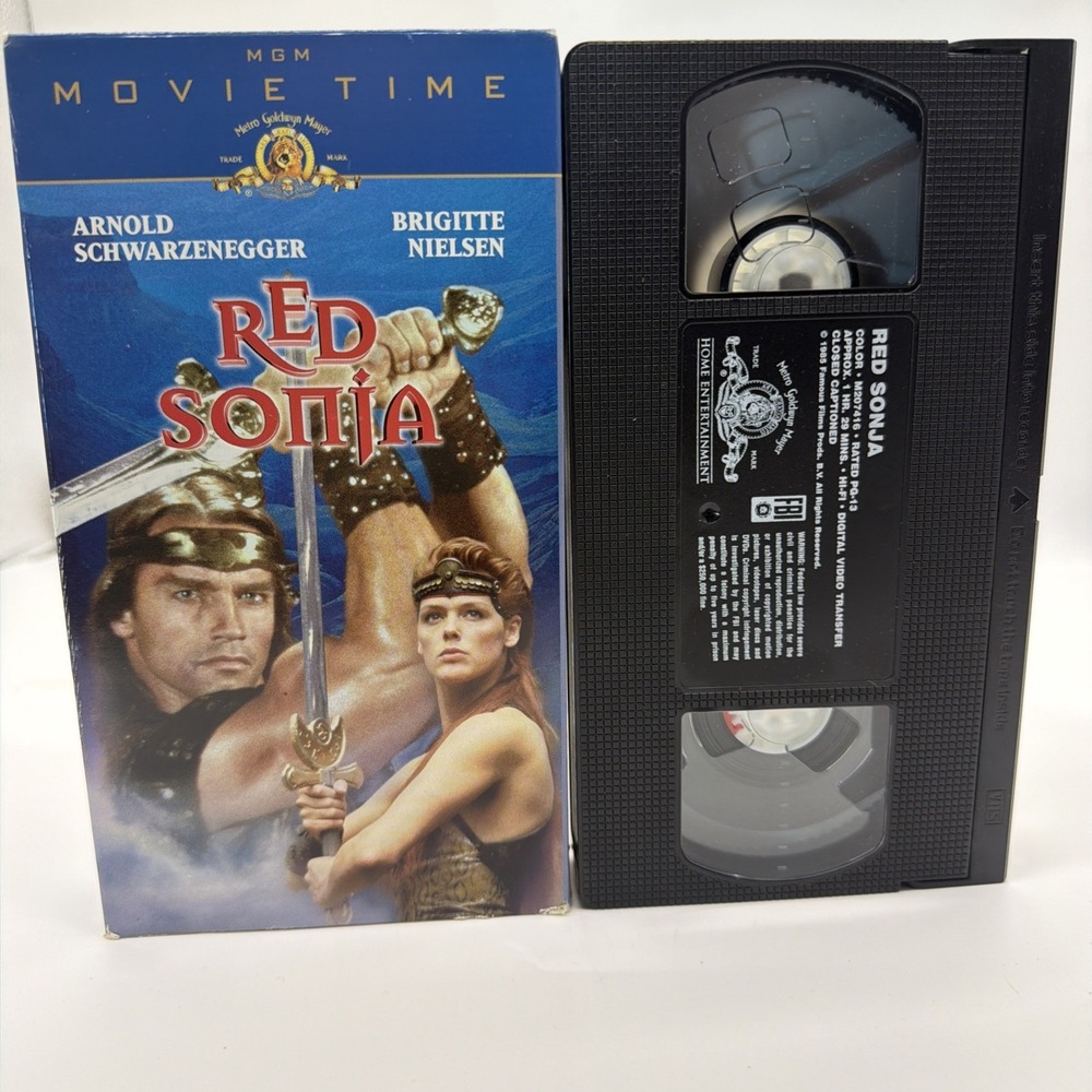 Red Sonja (VHS, 1985, Arnold Schwarzenegger, Brigitte Nielsen, MGM Movietime)
